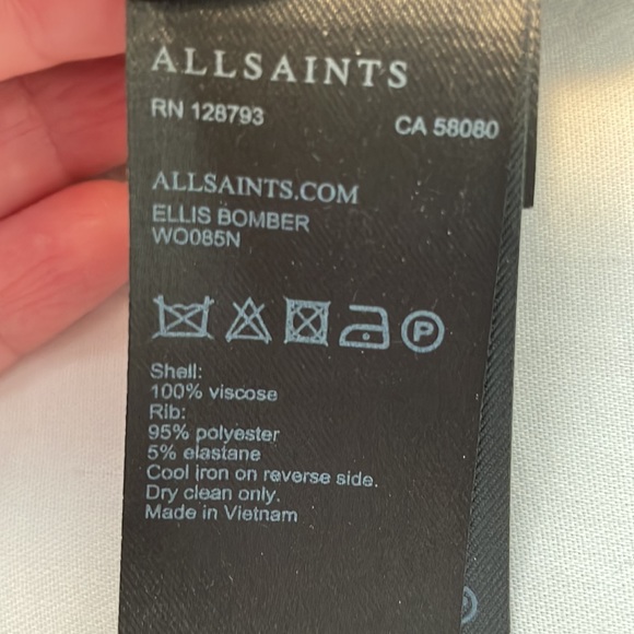 All Saints Ellis Satin Bomber Jacket, Midnight Blue XS. - Picture 9 of 10